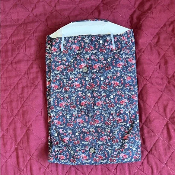 Express Men's Navy Shirt with Pink Floral Print - Picture 3 of 5